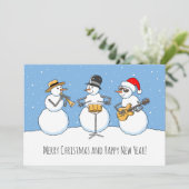 Frohe Weihnachten Glück Neujahr Snowman Jazzband (Stehend Vorderseite)