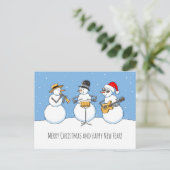 Frohe Weihnachten Glück Neujahr Snowman Jazzband (Stehend Vorderseite)
