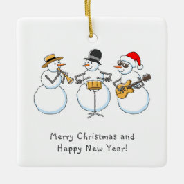 Frohe Weihnachten Glück Neujahr Snowman Jazzband Keramikornament
