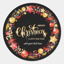 Frohe Weihnachten & Glück Neujahr-Sticker Runder Aufkleber