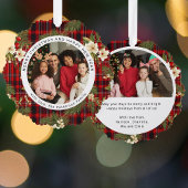 Frohe Weihnachten Glück Neujahr Tartan Familie Fot Ornament Karte