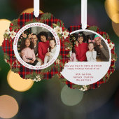 Frohe Weihnachten Glück Neujahr Tartan Familie Fot Ornament Karte