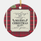 Frohe Weihnachten & Glück Neujahr Tartan Name Keramik Ornament (Vorne)