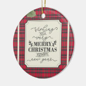 Frohe Weihnachten & Glück Neujahr Tartan Name Keramik Ornament (Links)