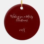 Frohe Weihnachten & Glück Neujahr Tartan Name Keramik Ornament (Hinten)