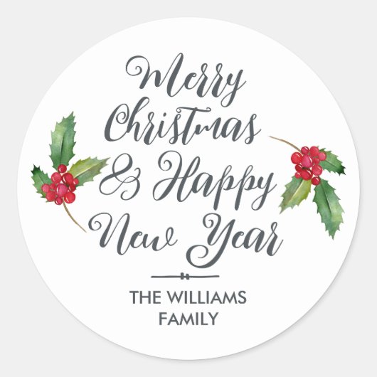 Frohe Weihnachten Glück Neujahr Umschlag Aufkleber (Vorderseite)