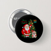 Frohe Weihnachten Glück Neujahr Weihnachtsmann Eng Button (Vorne & Hinten)