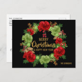 Frohe Weihnachten Glück Neujahr Wreath Black Gold (Vorne/Hinten)