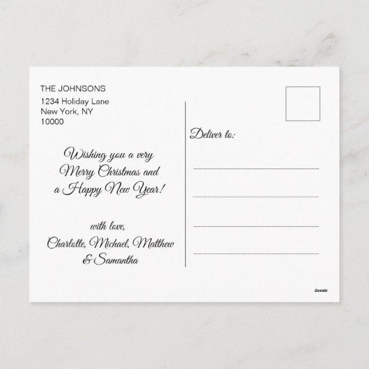 Frohe Weihnachten Glück Neujahr Wreath Black Gold (Rückseite)