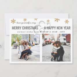 Frohe Weihnachten & Glück Neujahrsschrift Zwei Fot