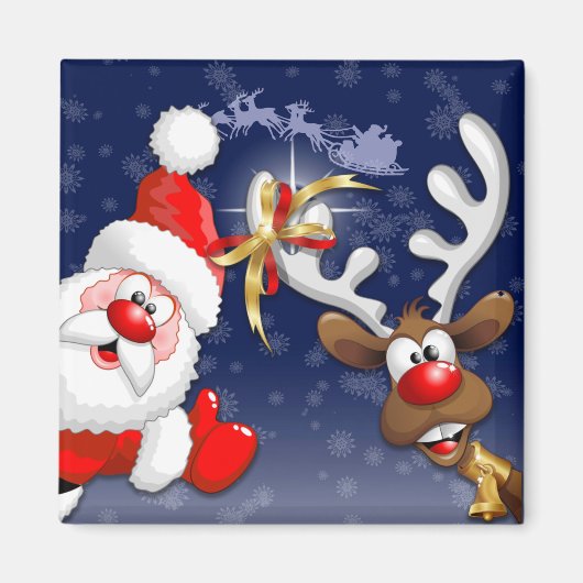 Frohe Weihnachten Glück Weihnachten und Reindeer Magnet (Vorne)
