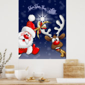 Frohe Weihnachten Glück Weihnachten und Reindeer Poster (Küche)