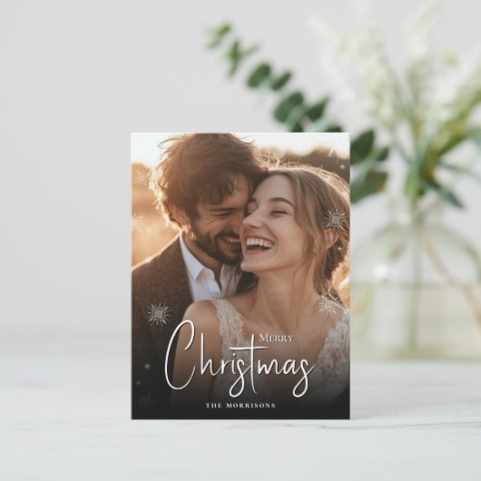 Frohe Weihnachten glücklich Couple Custom Foto Hol Postkarte (Stehend Vorderseite)