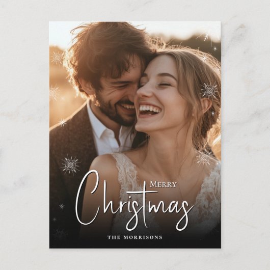 Frohe Weihnachten glücklich Couple Custom Foto Hol Postkarte (Vorderseite)