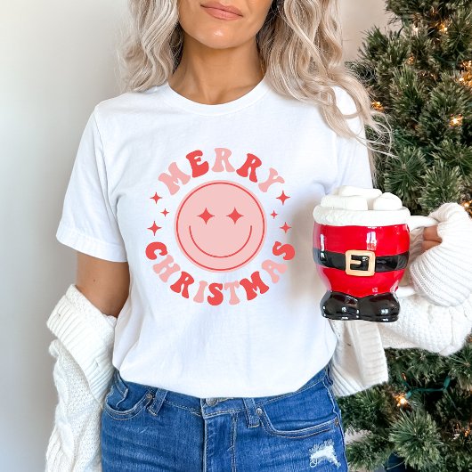 Frohe Weihnachten glücklich Gesicht T-Shirt