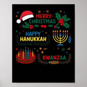 Frohe Weihnachten glücklich Hanukkah und glücklich Poster