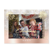 Frohe Weihnachten glücklich Jahr Gold Gray Glitzer