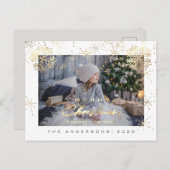 Frohe Weihnachten glücklich Jahr Gold Snowflakes F Postkarte (Vorne/Hinten)