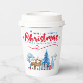 Frohe Weihnachten glücklich neue Szene Pappbecher (Rückseite)