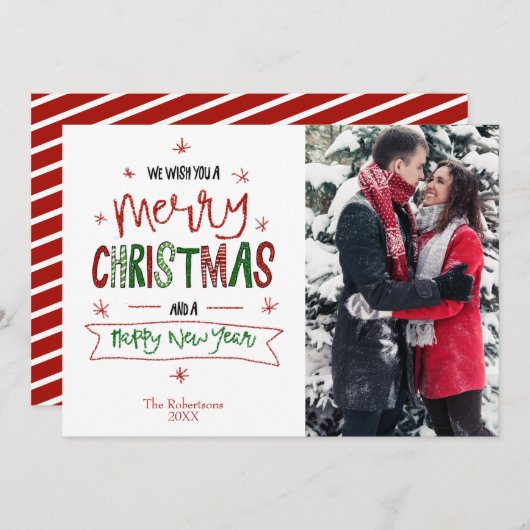 Frohe Weihnachten glücklich Neues Jahr Custom Foto (Vorne/Hinten)