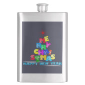 Frohe Weihnachten glücklich Neues Jahr Flachmann (Vorderseite)