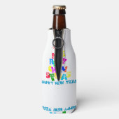Frohe Weihnachten glücklich Neues Jahr Flaschenkühler (Flasche Rückseite)