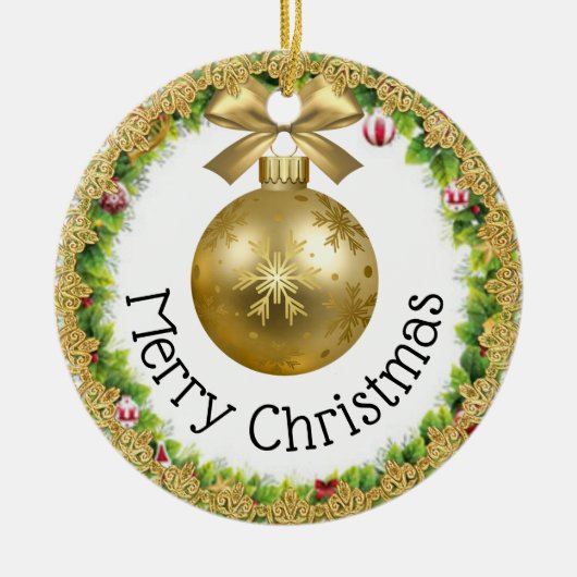 Frohe Weihnachten glücklich Neues Jahr Geschenk Keramik Ornament (Vorne)