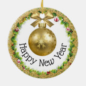 Frohe Weihnachten glücklich Neues Jahr Geschenk Keramik Ornament (Hinten)