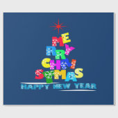 Frohe Weihnachten glücklich Neues Jahr Geschenkpapier (Flach)