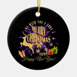 Frohe Weihnachten glücklich Neues Jahr Keramik Ornament