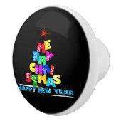 Frohe Weihnachten glücklich Neues Jahr Keramikknauf (Rechts)