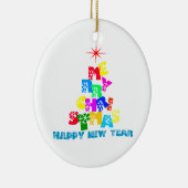 Frohe Weihnachten glücklich Neues Jahr Keramikornament (Rechts)
