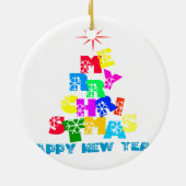 Frohe Weihnachten glücklich Neues Jahr Keramikornament (Hinten)