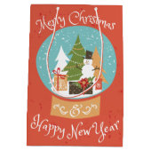 Frohe Weihnachten glücklich Neues Jahr Mittlere Geschenktüte (Rückseite)