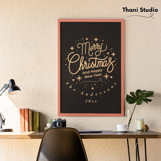 Frohe Weihnachten glücklich Neues Jahr Moderne Sch Fotodruck