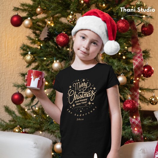Frohe Weihnachten glücklich Neues Jahr Moderne Sch T-Shirt