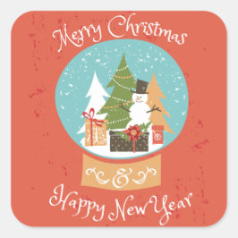 Frohe Weihnachten glücklich Neues Jahr Quadratischer Aufkleber