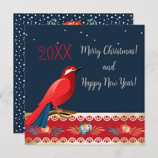 Frohe Weihnachten glücklich Neues Jahr! Red Bird-B (Vorne/Hinten)