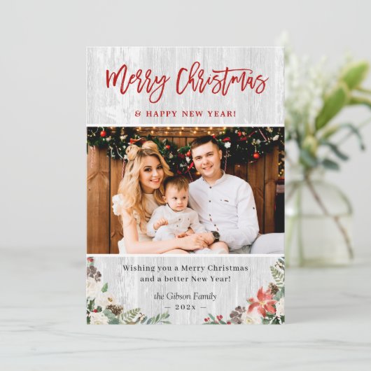 Frohe Weihnachten glücklich Neues Jahr Rustikales (Stehend Vorderseite)