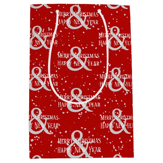 Frohe Weihnachten glücklich Neues Jahr und Schneef Mittlere Geschenktüte (Vorderseite)