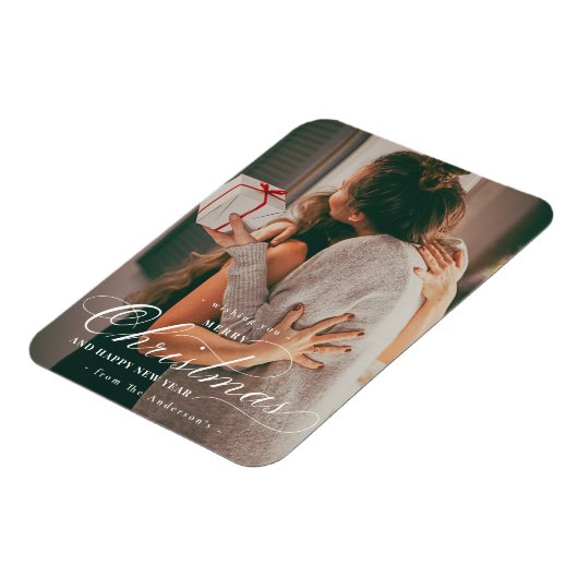 Frohe Weihnachten glücklich Neujahr Classic Custom Magnet (Linke Seite)