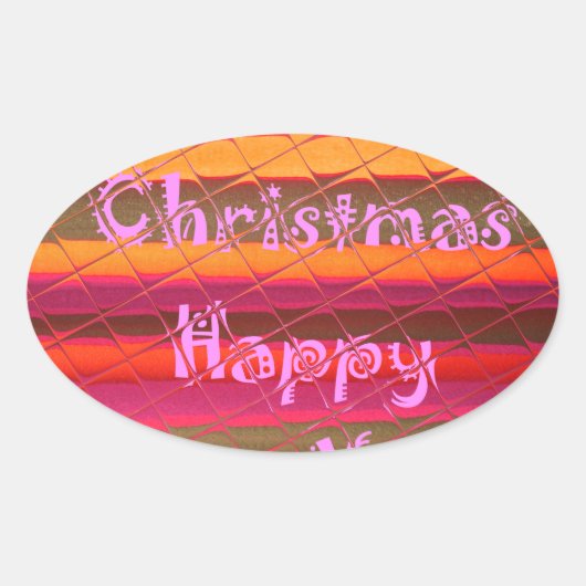 Frohe Weihnachten glücklich Neujahr Farbgestaltung Ovaler Aufkleber (Vorderseite)