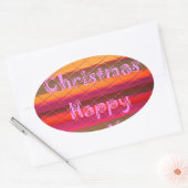 Frohe Weihnachten glücklich Neujahr Farbgestaltung Ovaler Aufkleber (Umschlag)