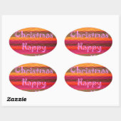 Frohe Weihnachten glücklich Neujahr Farbgestaltung Ovaler Aufkleber (Blatt)