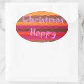 Frohe Weihnachten glücklich Neujahr Farbgestaltung Ovaler Aufkleber (Tasche)