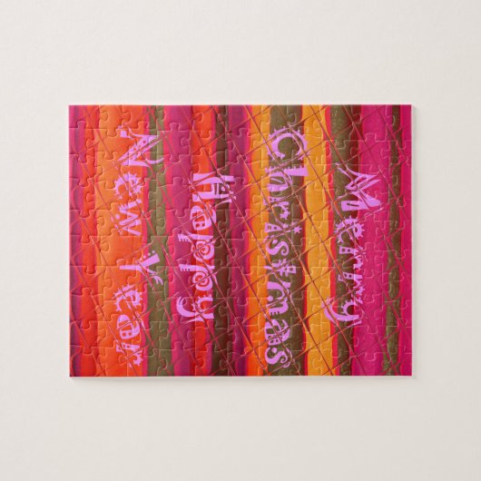 Frohe Weihnachten glücklich Neujahr Farbgestaltung Puzzle (Horizontal)