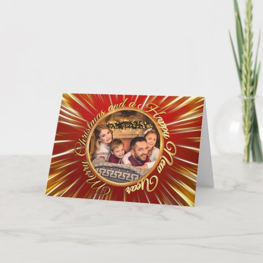 Frohe Weihnachten glücklich Neujahr Gold Circle Fo (Vorderseite)