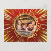 Frohe Weihnachten glücklich Neujahr Gold Circle Fo Postkarte (Vorderseite)