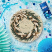 Frohe Weihnachten glücklich Neujahr Gold Green Kra Pappteller (Party)