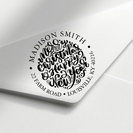 Frohe Weihnachten glücklich Neujahr Niedliche Rück Permastempel